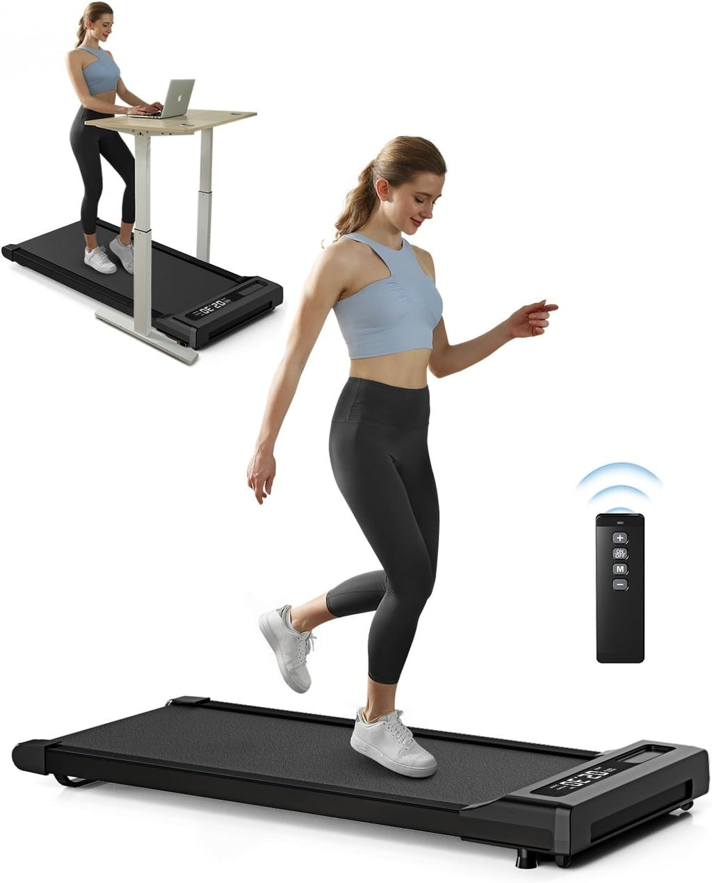 Under Desk Treadmill with Remote Control, 2 in 1 for Walking and Jogging, Portable, LED Display N8892
