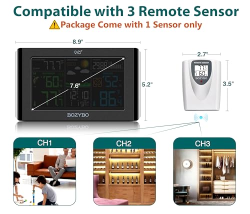 Wireless Indoor Outdoor Thermometer with Atomic Clock Temperature Humidity Monitor R926359