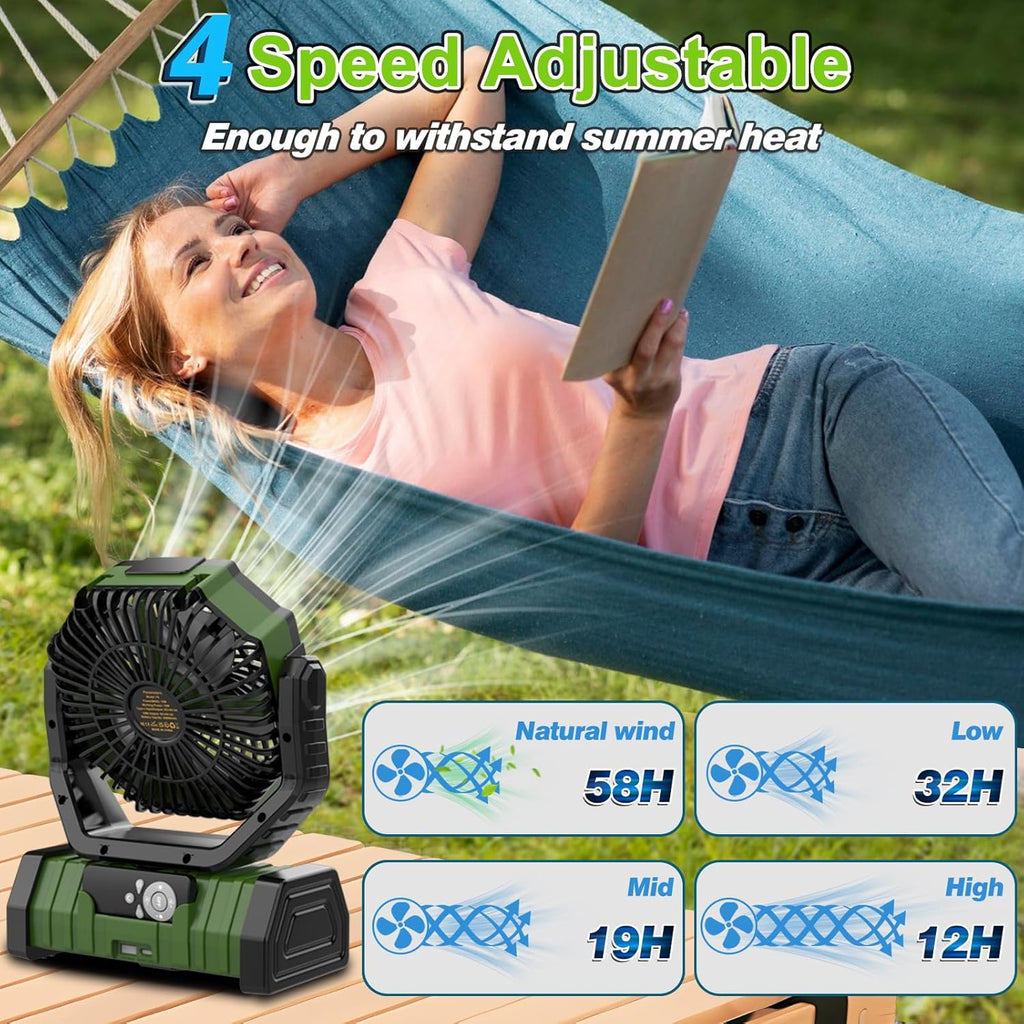 20000mAh Rechargeable Portable Camping Fan with LED Lantern T96100