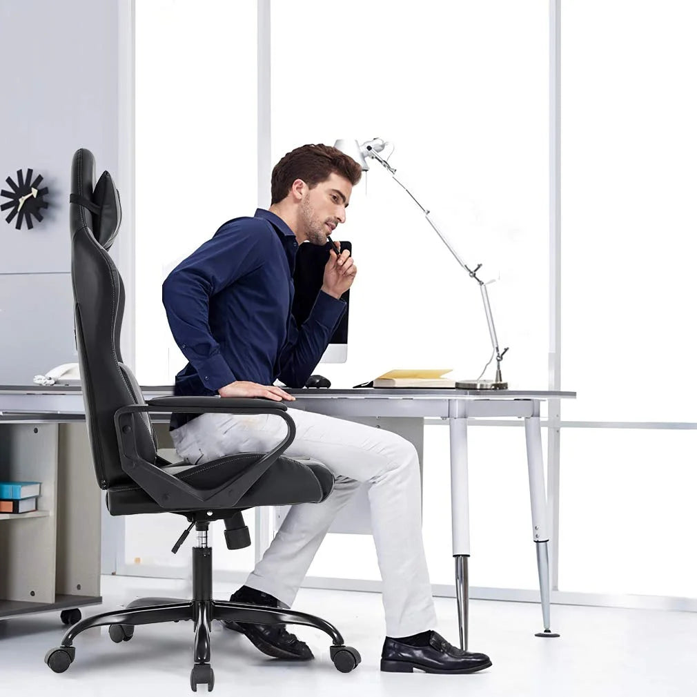 High-Back Gaming Chair with Lumbar Support (Blue) Q289