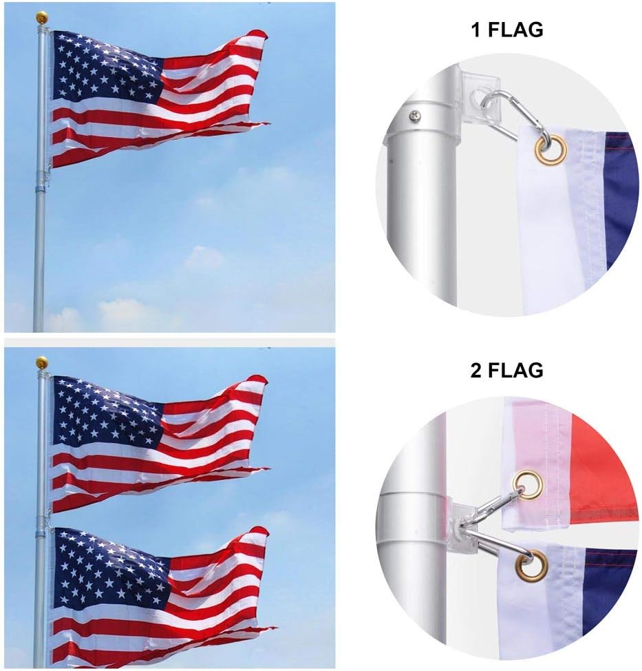 25FT Telescoping Aluminum Flagpole Kit with Tire Mount Base E98900