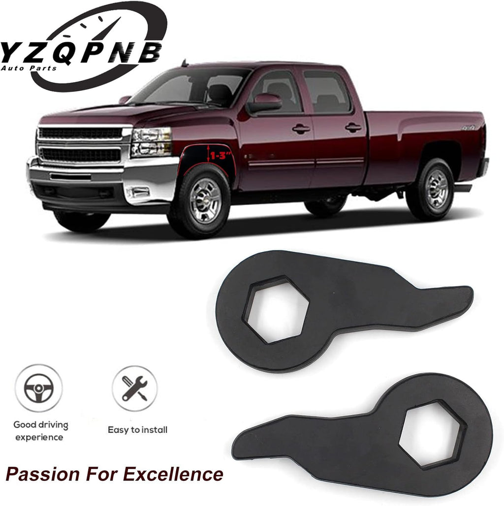 Torsion Bars Key with Shock Extender Brackets Compatible with 1999-2007 Chevrolet Silverado & GMC Sierra 1500 1-3 Inch Forged Adjustable Suspension Leveling Lift Kits Pack of 2 L895457