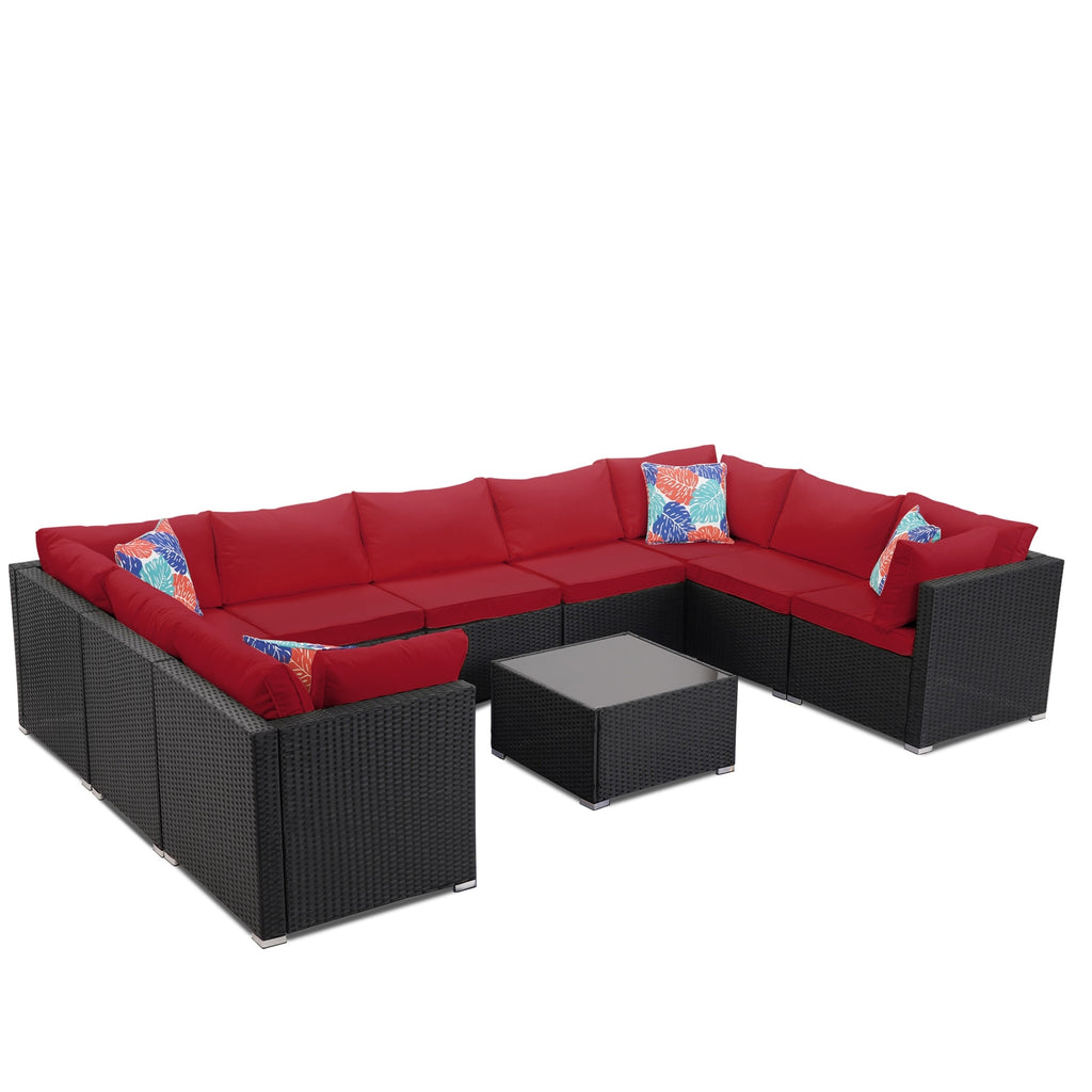 Antique White Rattan Sofa Sectional Set D9253