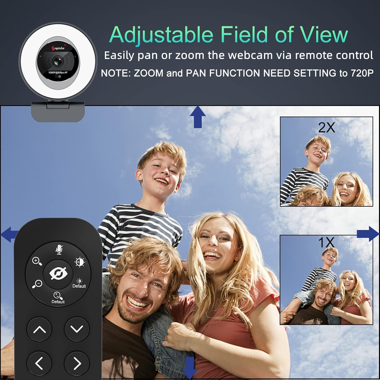 60FPS 1080P Streaming Webcam with Ring Light and Privacy Cover U363183