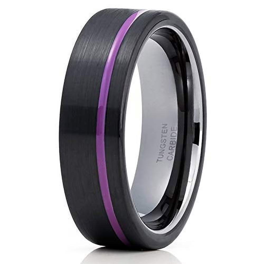 Black Tungsten Wedding Band Comfort Fit Ring A4016