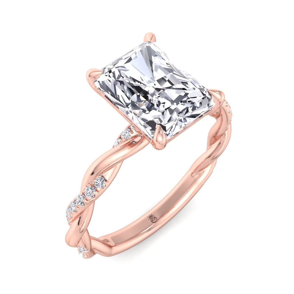 Radiant Cut Twisted Band Moissanite Lab-Diamond Engagement Ring F66723