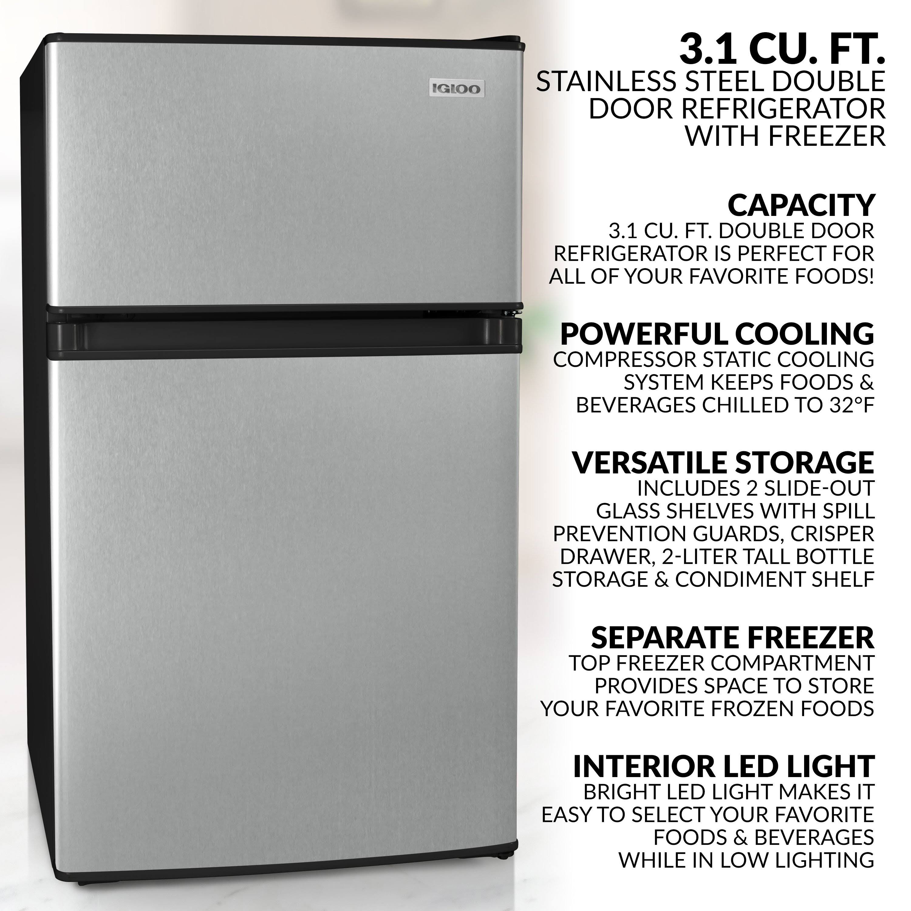 Stainless Steel Double Door Refrigerator with Freezer H38727