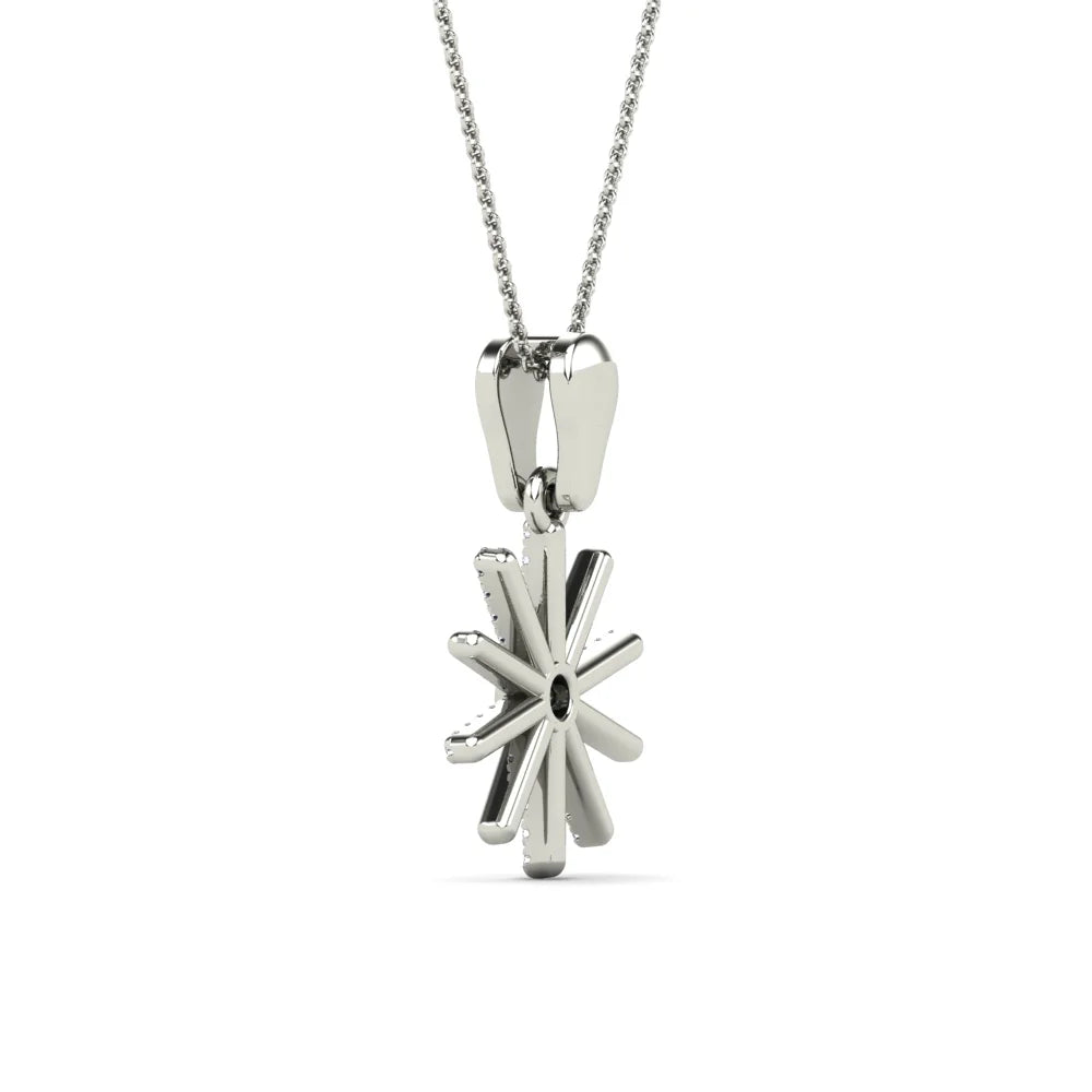 10K White Gold Diamond Starburst Pendant Necklace N8540