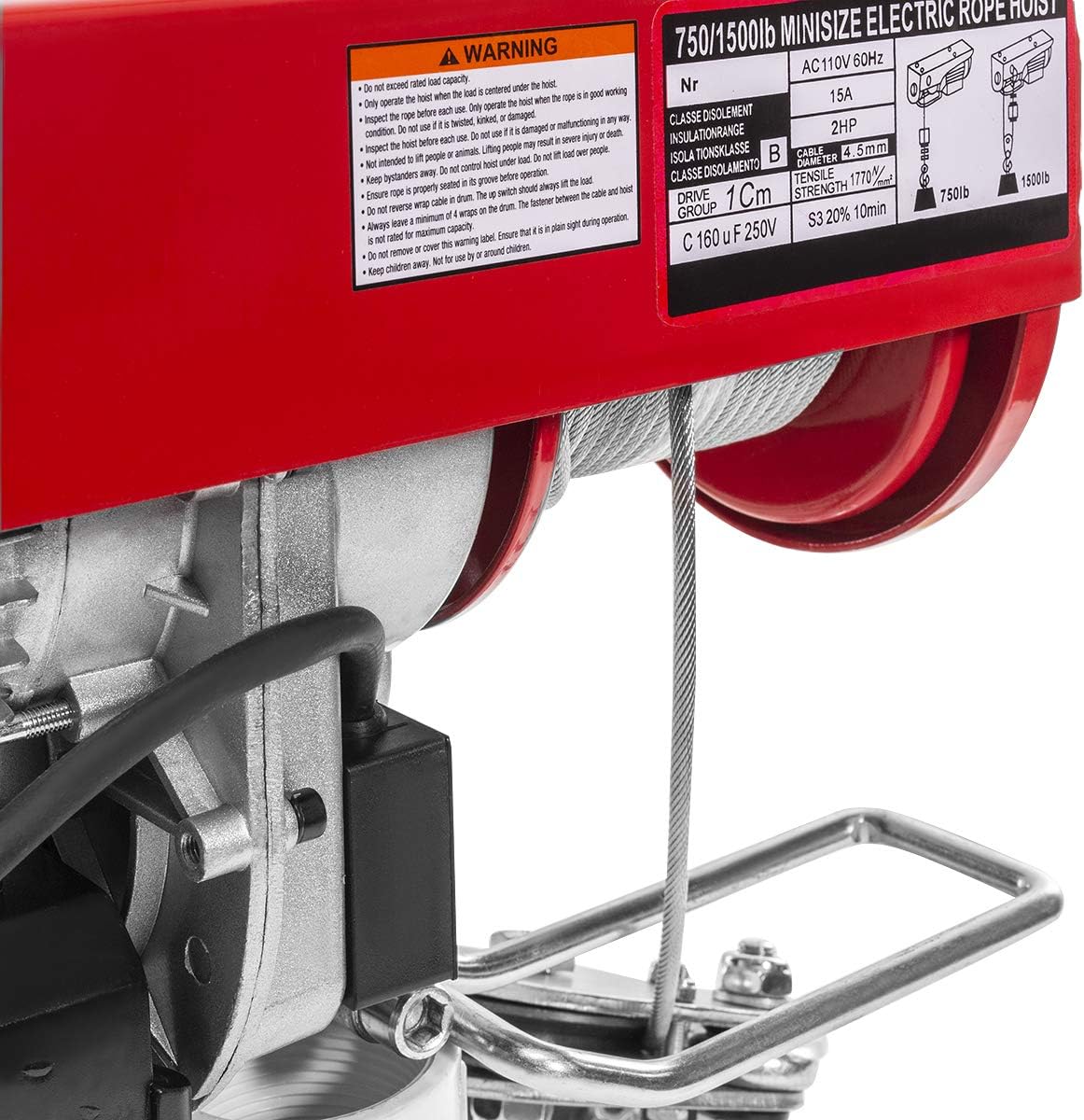 1500 LBS Electric Hoist with Remote Control Dual Line Operation Z5812
