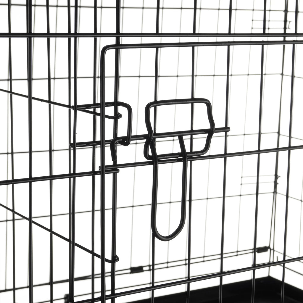 Black Collapsible Dog Crate with Divider Wall Panel W654