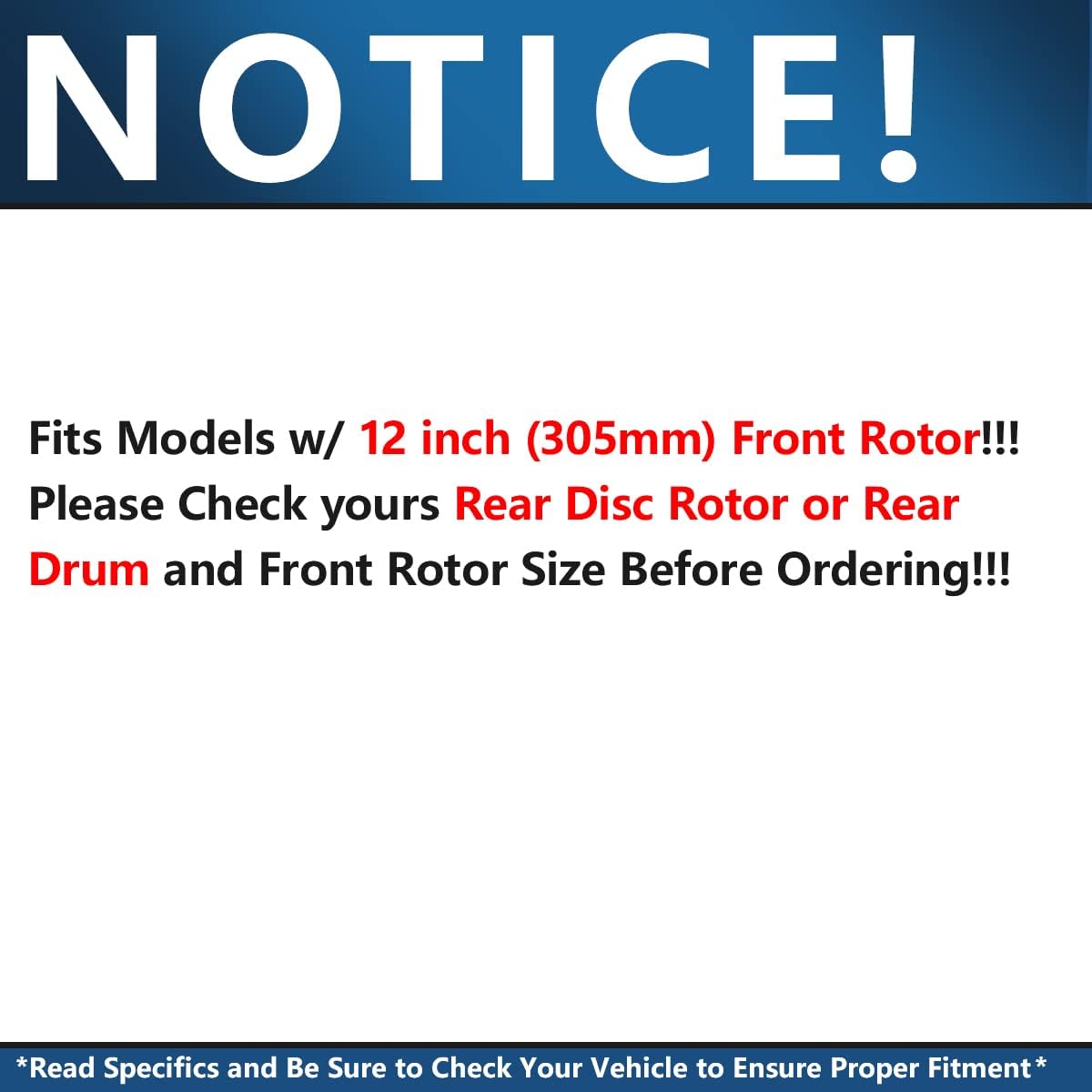 12.01" 6-Lug Front Disc Rotors Brake Pads C119529