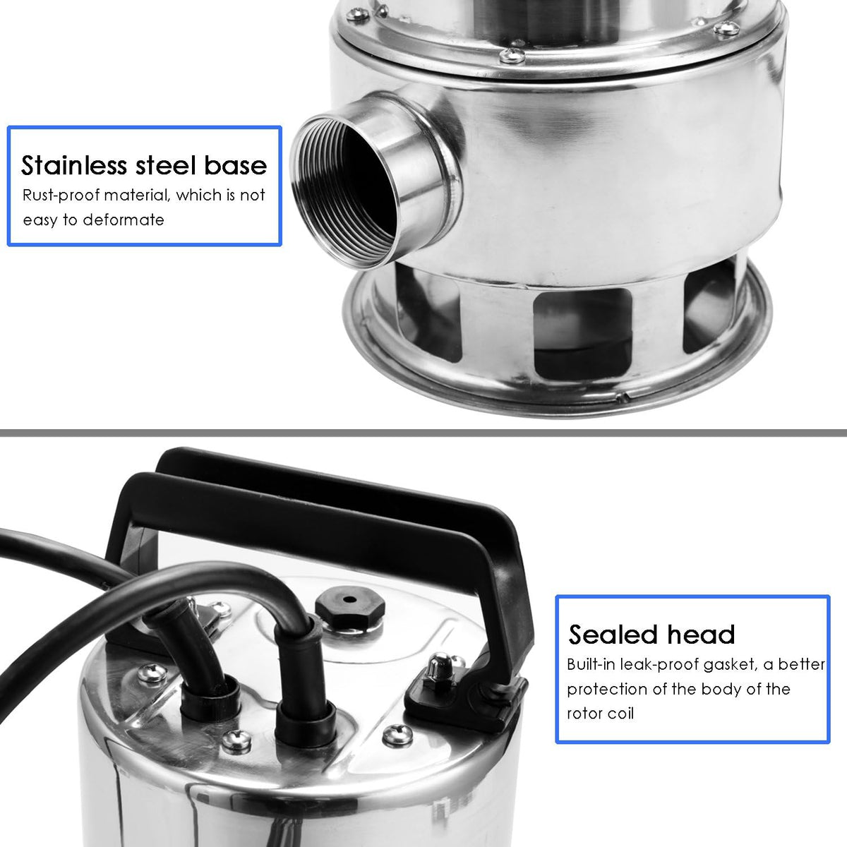 1.5 HP Stainless Steel Submersible Sump Pump with 15ft Cable and Float Switch X900