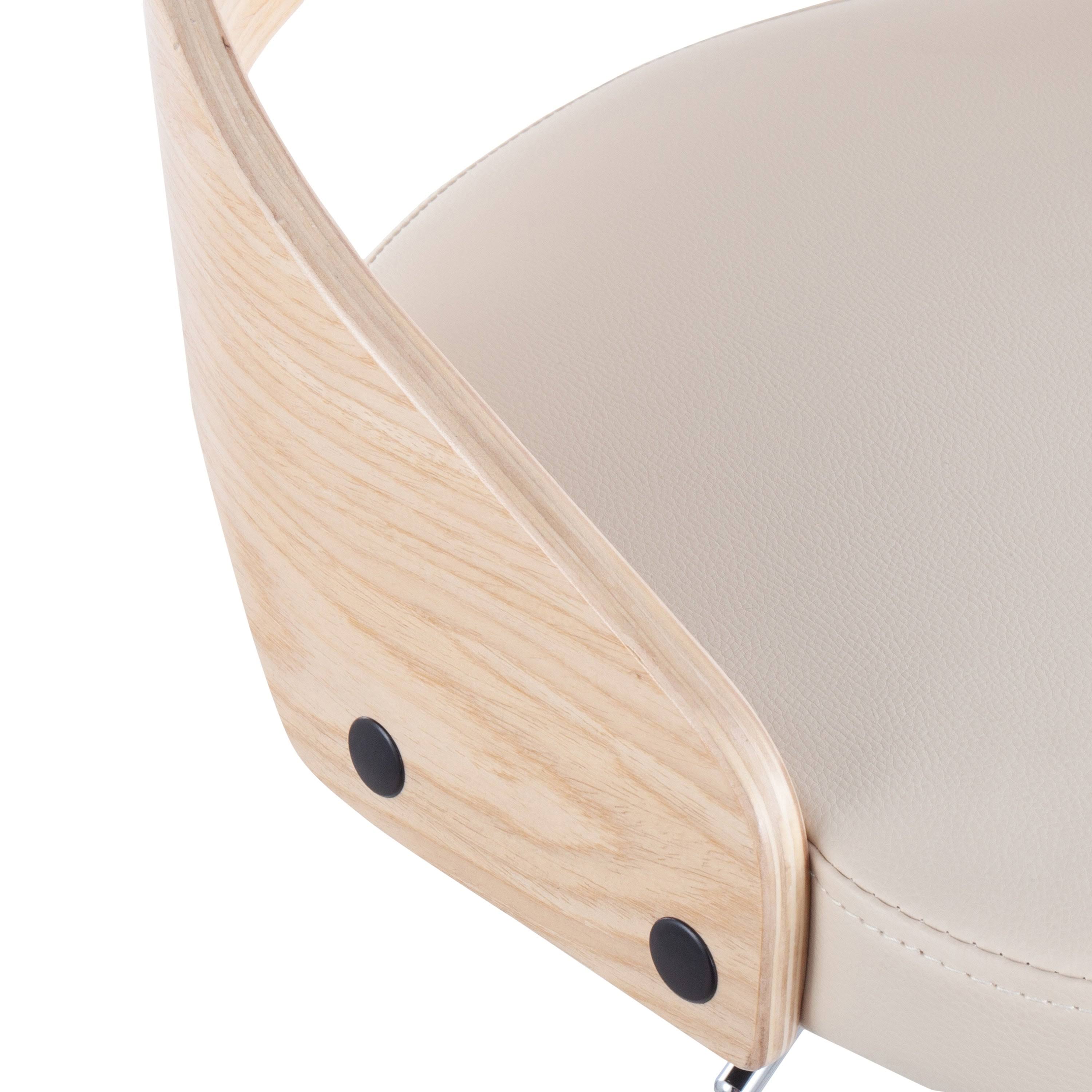 Chrome Natural Wood Cream PU Barstool O832748