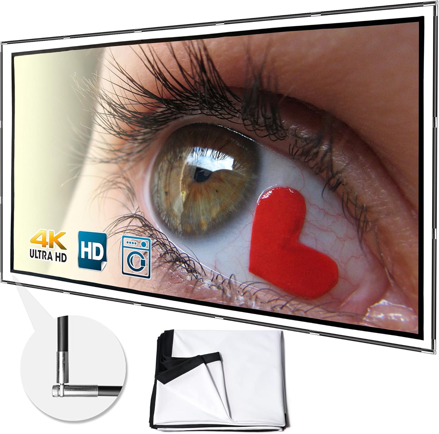 Foldable Projector Screen 120 inch 16:9 HD 4K Anti-Crease Black Backing Portable Projection Screen Pack of 2 M470