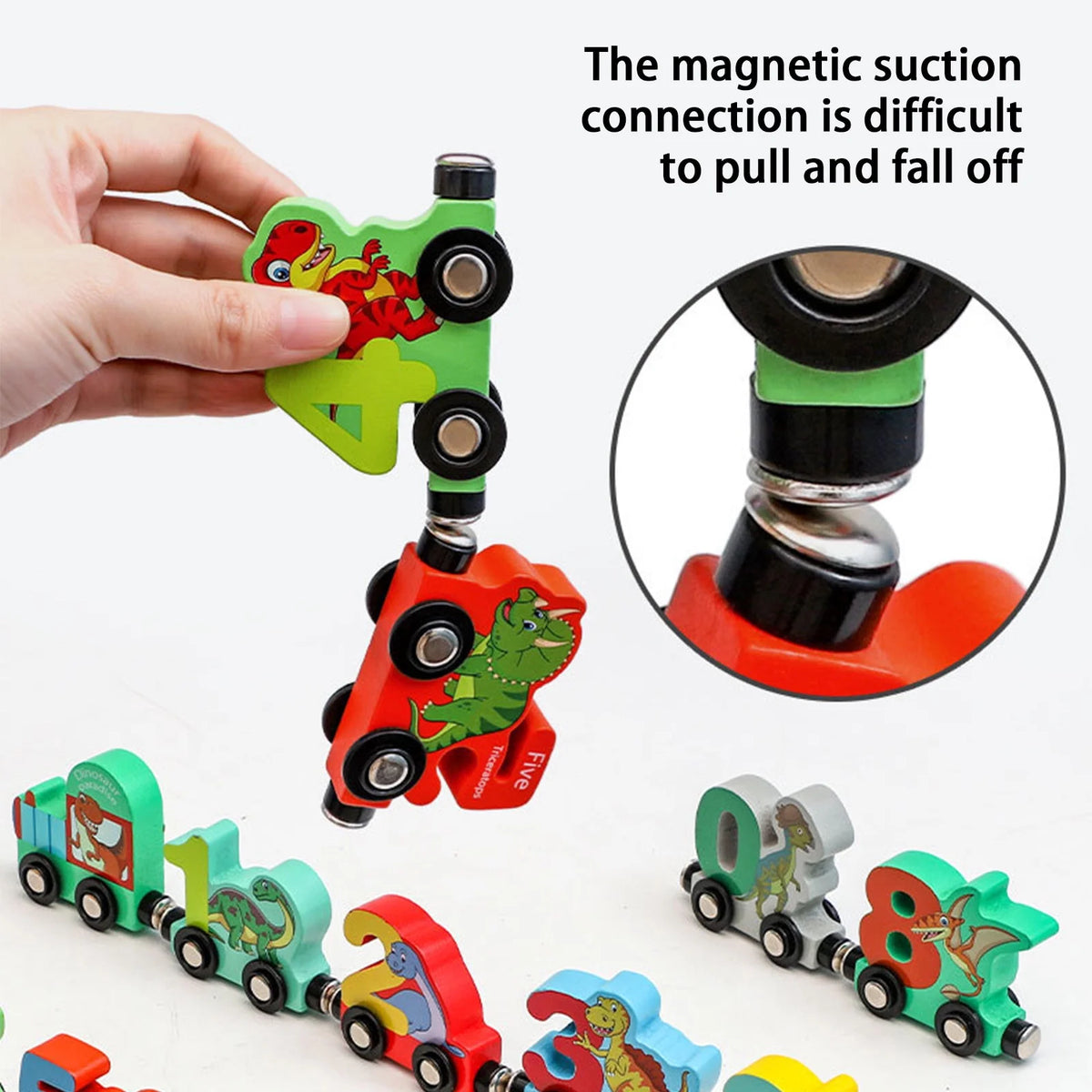Magnetic Digital Train Wooden Building Block Toy Car A69881
