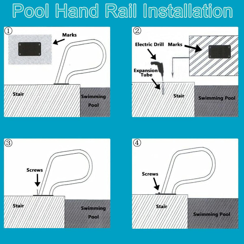 Stainless Steel Swimming Pool Hand Rail with Base Plate M922