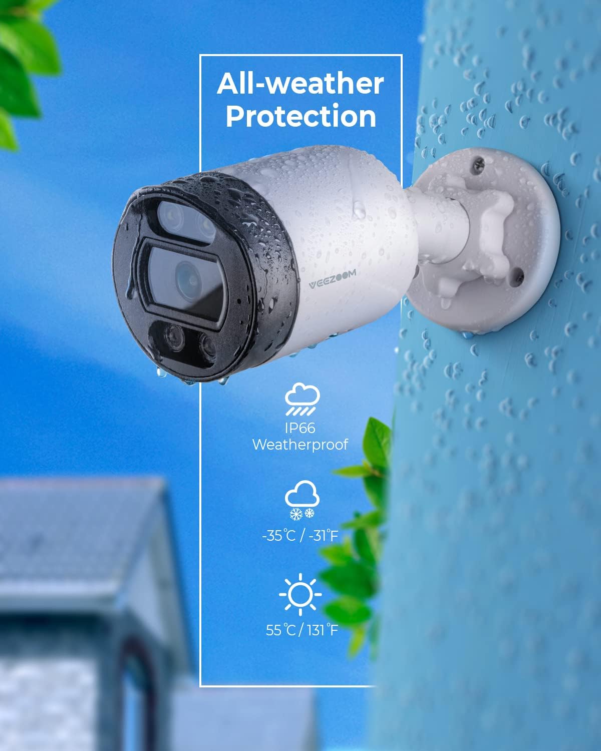 5MP PoE IP Camera with Two-Way Audio, Full-Color Night Vision, AI Human Detection, IP66 Weatherproof O174
