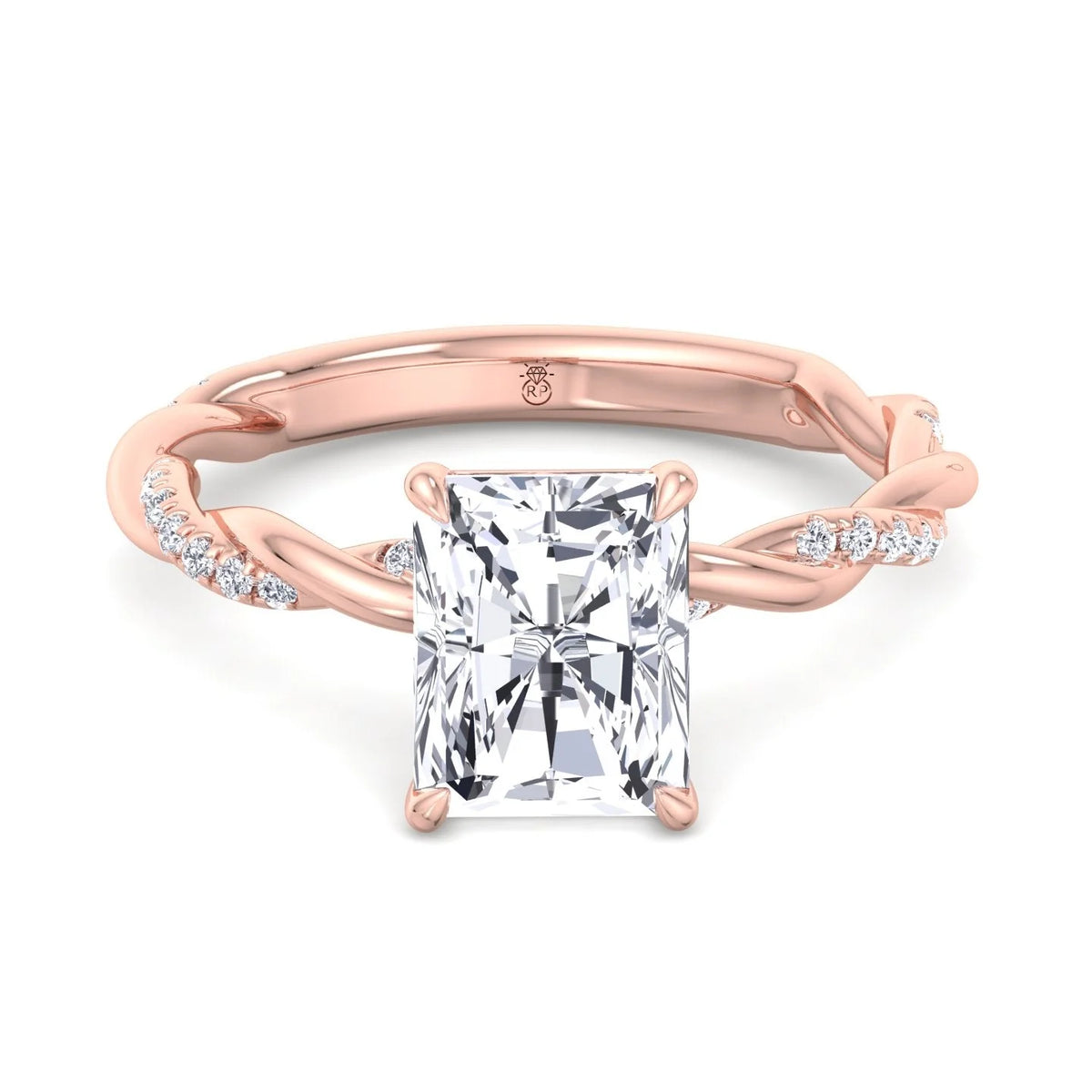 Radiant Cut Twisted Band Moissanite Lab-Diamond Engagement Ring F66723