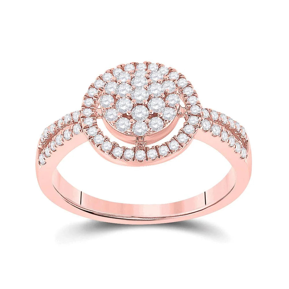 10kt Rose Gold Diamond Circle Cluster Ring 1/2 Cttw Size 7.5 R945