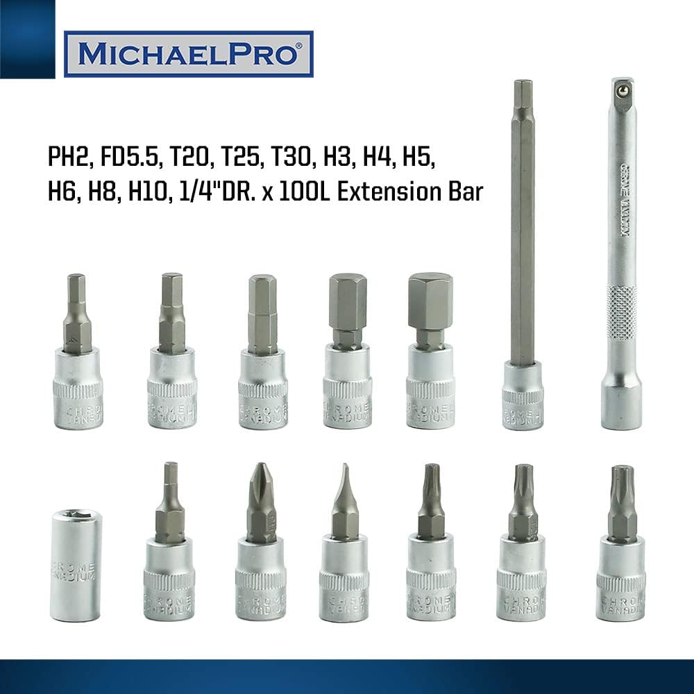 1/4-inch Drive Click Torque Wrench Set with Bits and Extension Bars V95229
