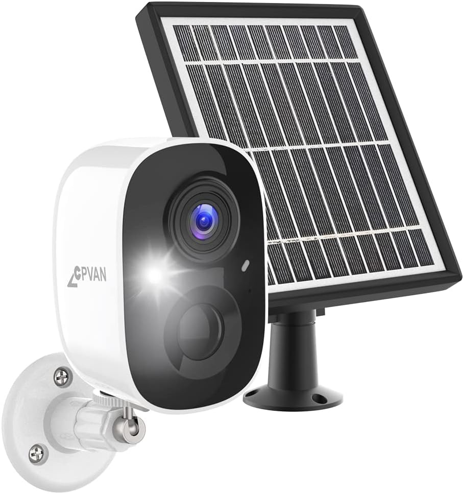 Outdoor Security Camera Wireless with Solar Panel, 1080P HD CCTV Camera, Color Night Vision, IP65 Waterproof J388