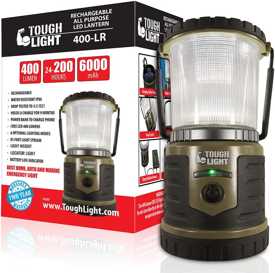 LED Rechargeable Lantern with Cell Phone Charger, Pack of 2 V2545