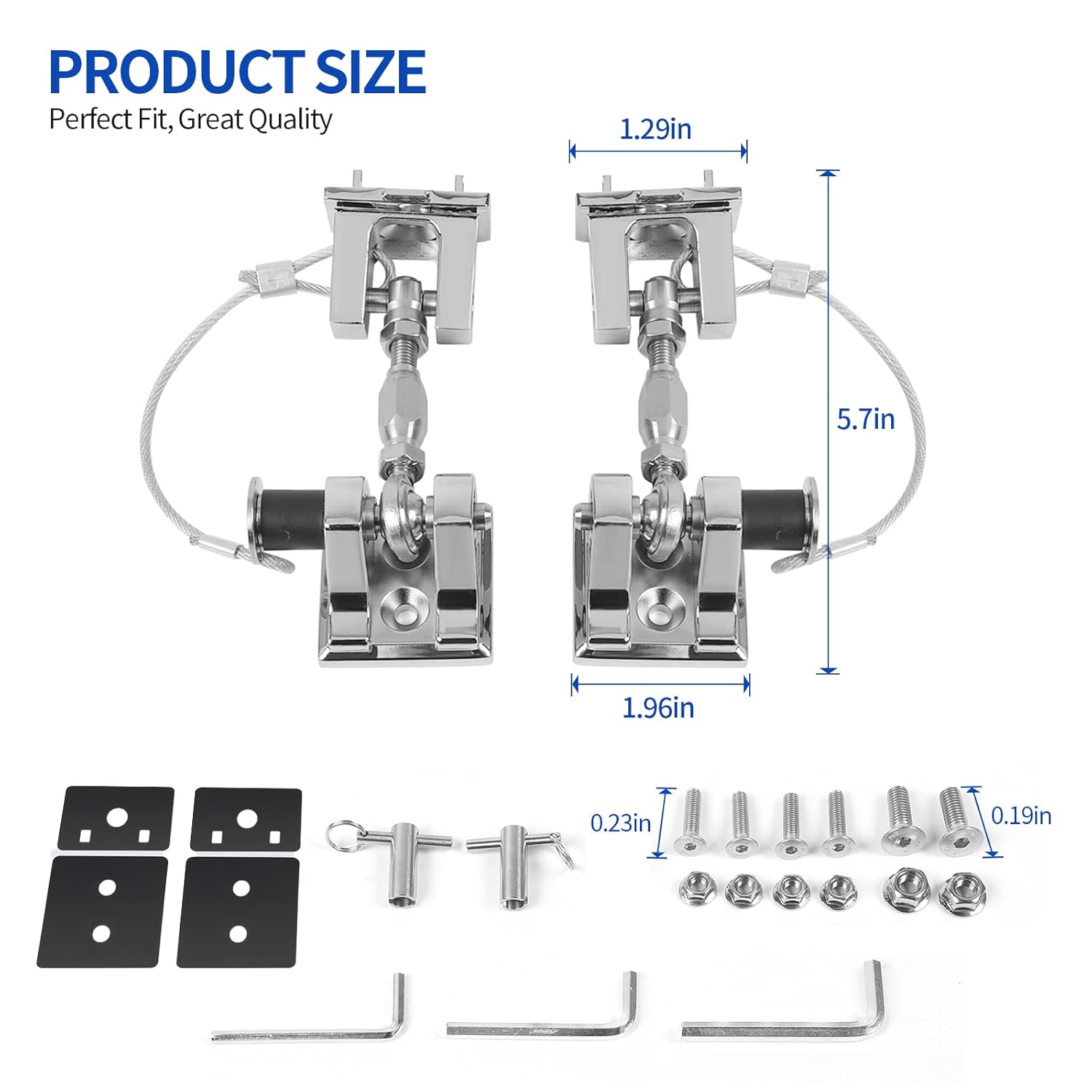 Hood Latches for Jeep Wrangler JL JT, Aluminum Alloy, Chrome, Pack of 2 D2991