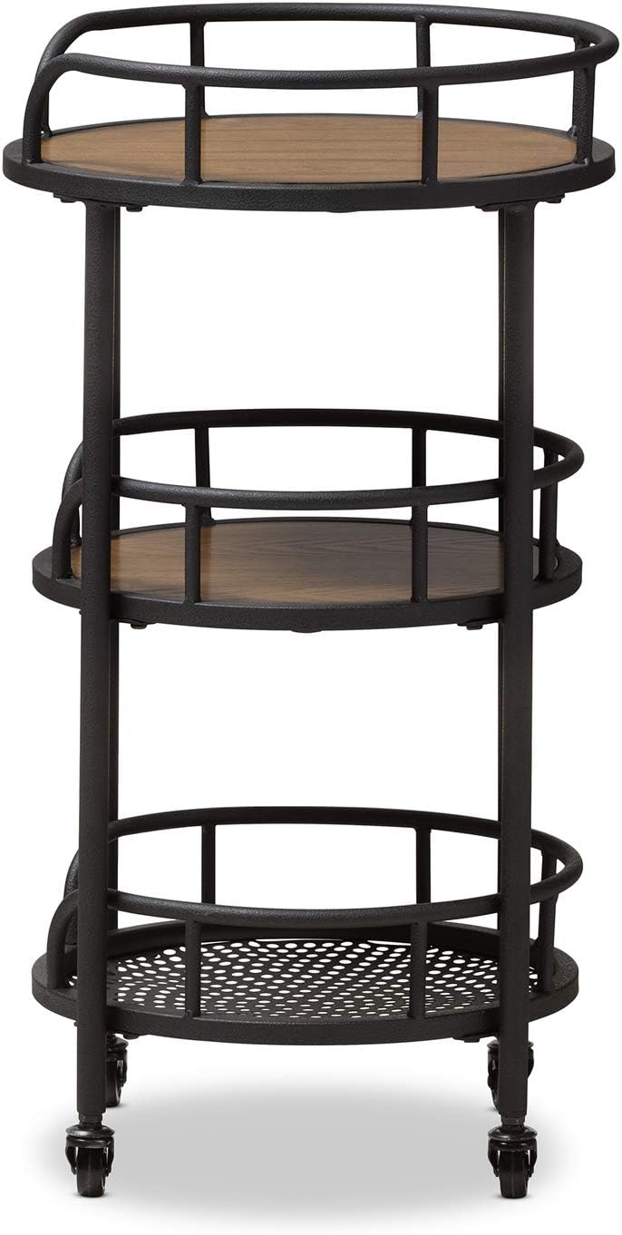 Rustic Industrial Metal and Wood Mobile Serving Cart O591362