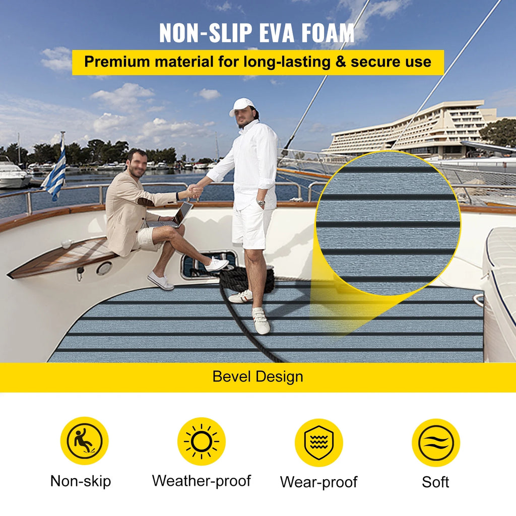 94.5 X 47.2 Inch EVA Foam Faux Teak Boat Decking Sheet 5MM Thick Non-Skid Self-Adhesive X9749