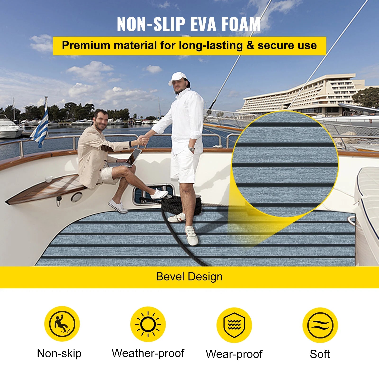 94.5 X 47.2 Inch EVA Foam Faux Teak Boat Decking Sheet 5MM Thick Non-Skid Self-Adhesive X9749