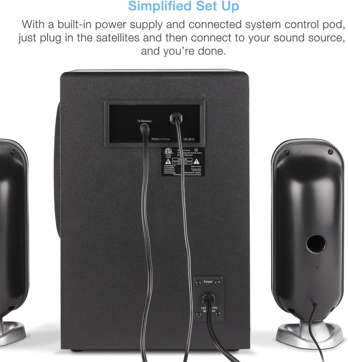 2.1 Subwoofer Speaker System, 80W, Pack of 2 H100075