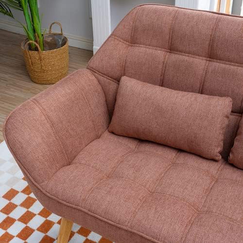 Blue Linen 2-Seat Loveseat Sofa with 2 Pillow T602