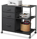 Black 3 Drawer Mobile File Cabinet with Open Storage Shelf L746