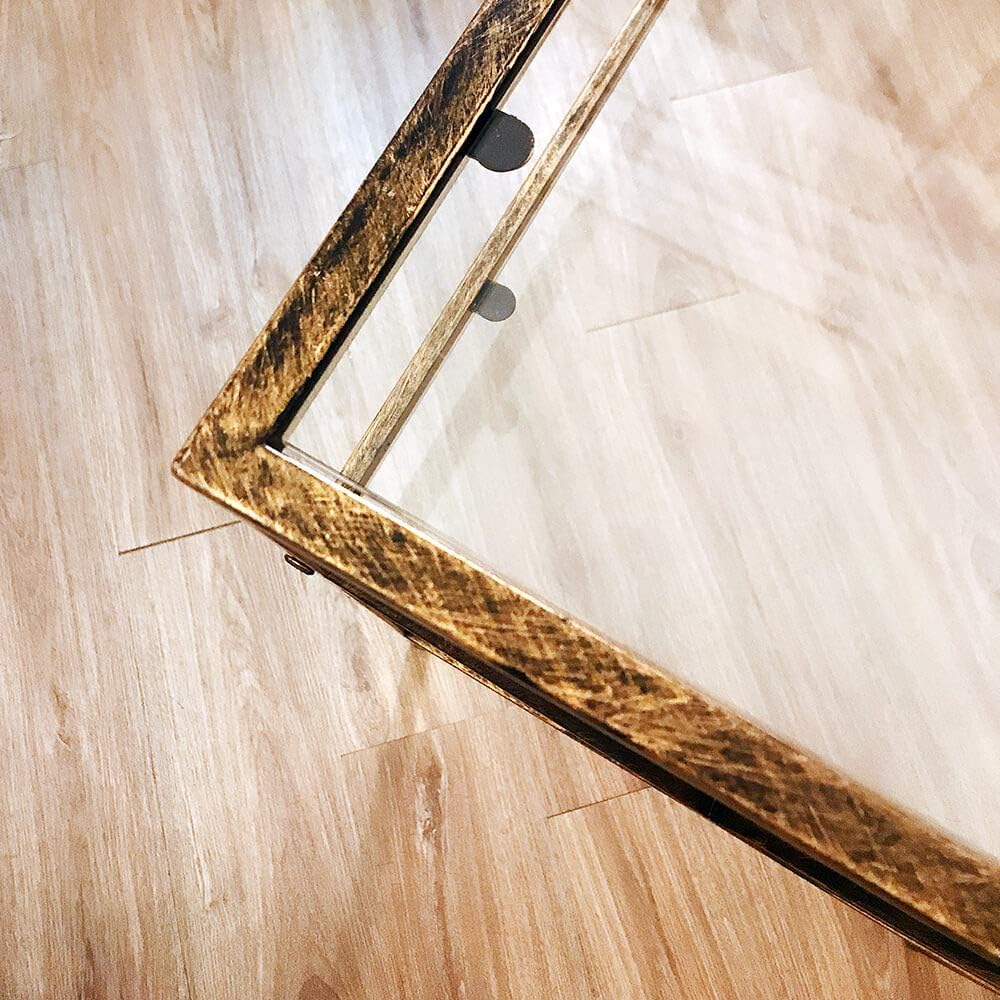 Antique Gold Glass Top Desk Vanity Table E86976