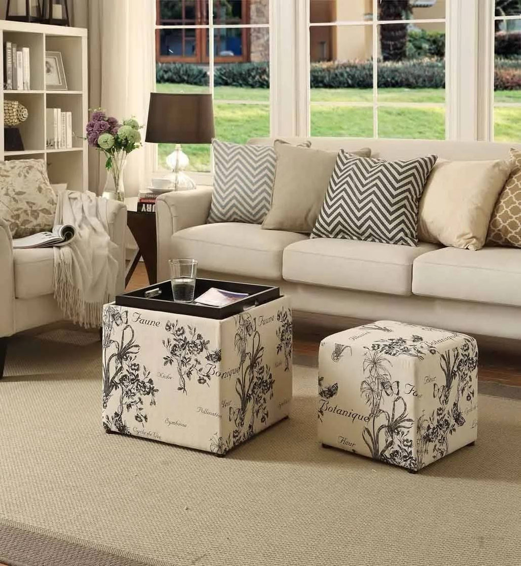 Botanical Print Ottoman N346
