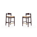 Camel and Dark Walnut Beech Wood Counter Height Bar Stool (Set of 2) T73579