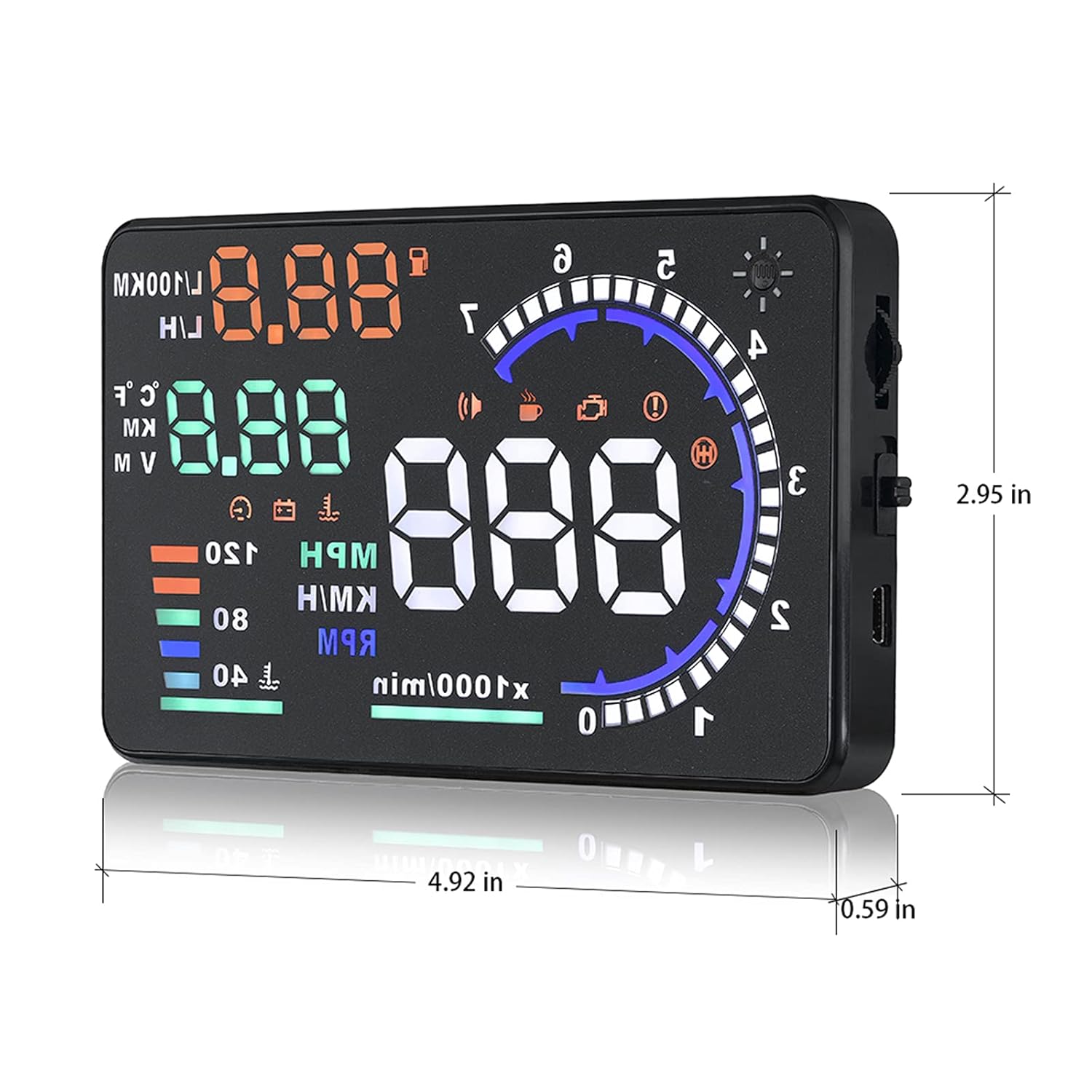 5.5 inches Multi Color Car HUD Windshield Screen Display R15856