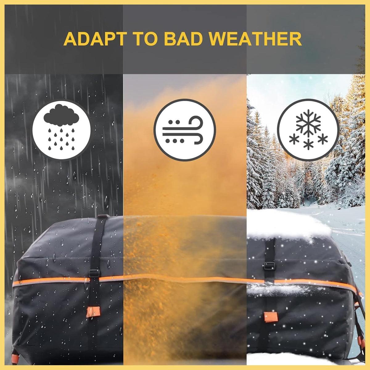 Car Rooftop Carrier Soft Cargo Box 20 Cubic Feet Waterproof Roof Bag with Reflective Strip H515401