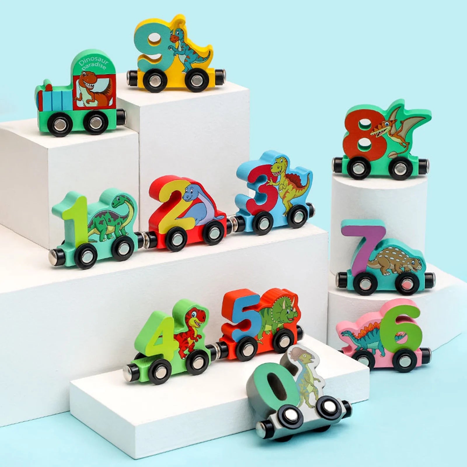 Magnetic Digital Train Wooden Building Block Toy Car A69881