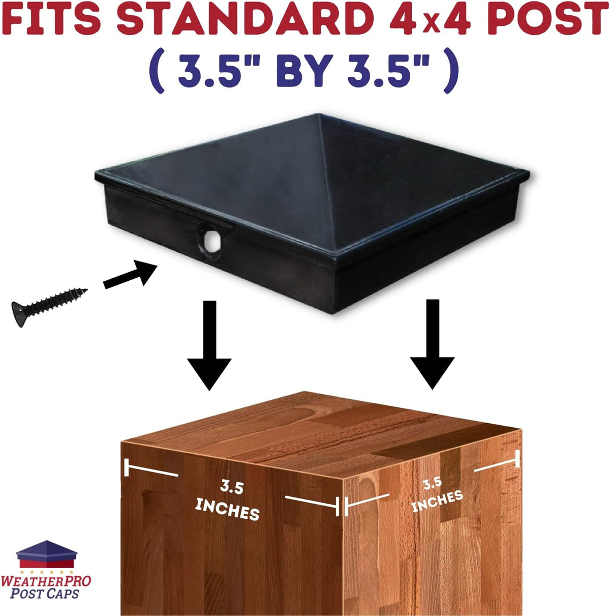 Black Solid Aluminum Fence Post Caps (10 Pack) I2610