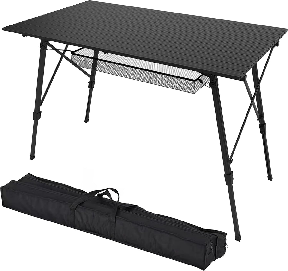 35.4 Camping Table with Adjustable Legs, Aluminum Table with Carrying Bag A844832