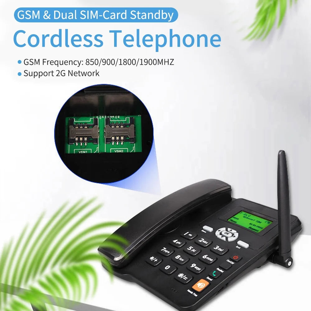Cordless Phone Desktop Telephone Set with Dual SIM Cards Z668534