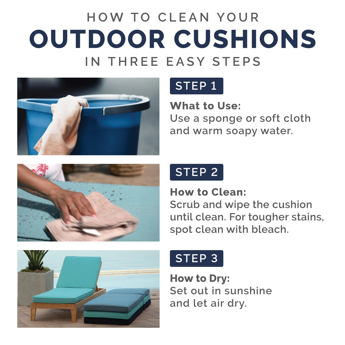 Outdoor Loveseat Cushion Set, 48 x 24, Water Repellent, Clark Blue M429