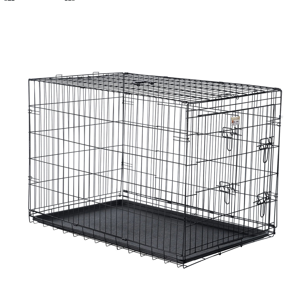 Black Collapsible Dog Crate with Divider Wall Panel W654