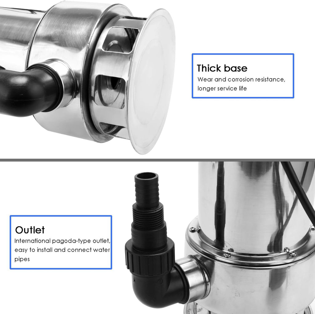1.5 HP Stainless Steel Submersible Sump Pump with 15ft Cable and Float Switch X900