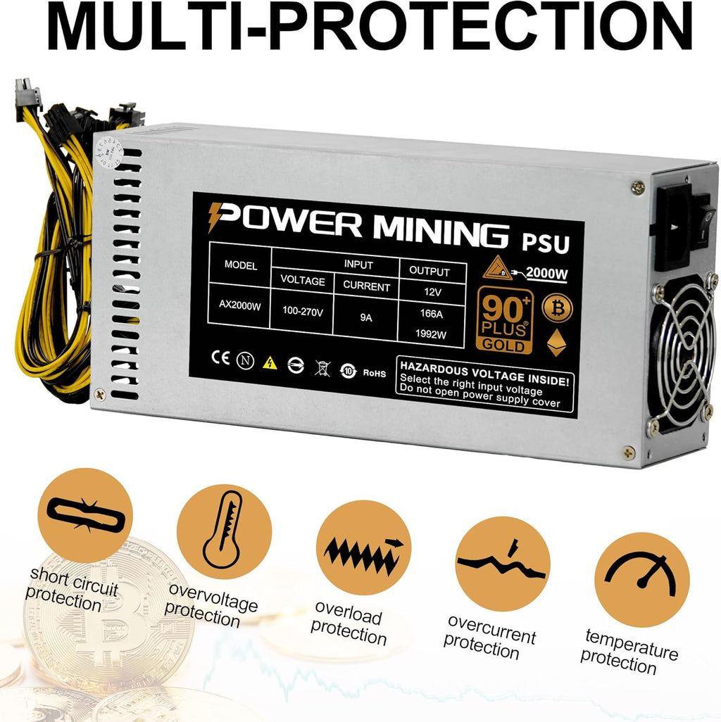 2000W 2U Mining Power Supply with Power Cable Y262499