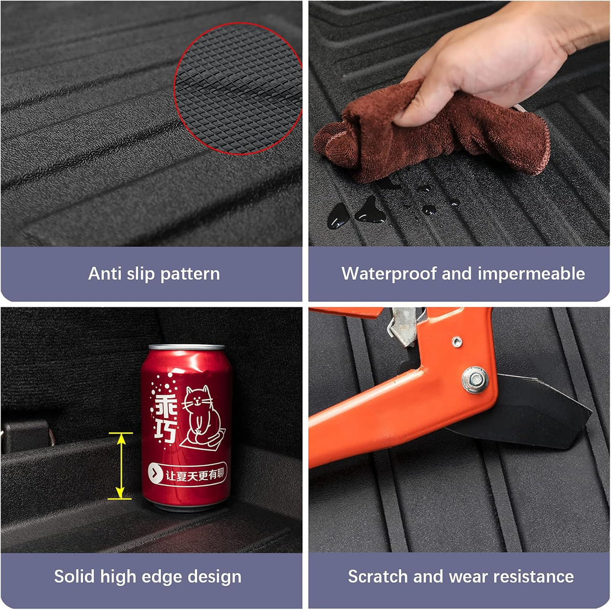 Black TPO Waterproof Rear Cargo Tray Trunk Floor Mat S520