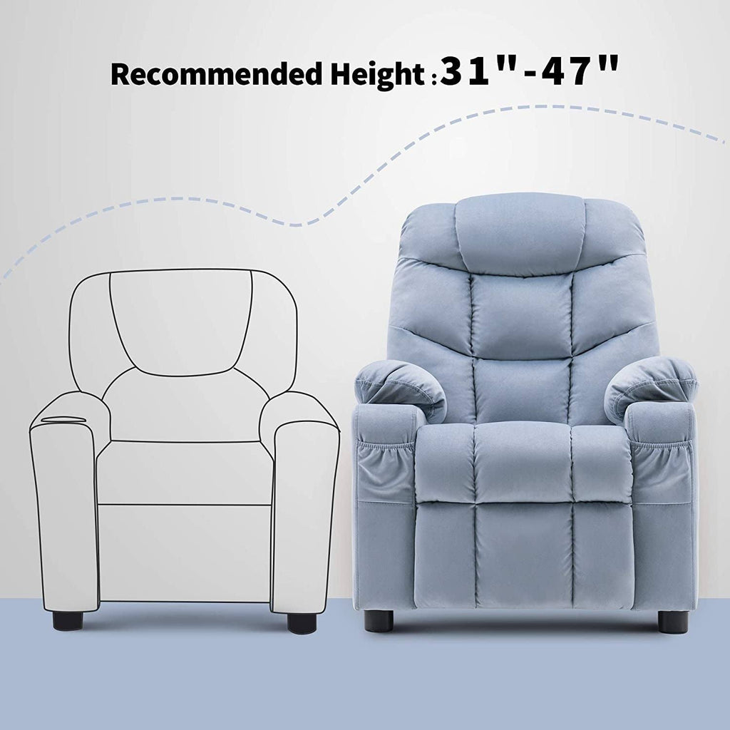 Velvet Recliner Chair with Cup Holders W84887