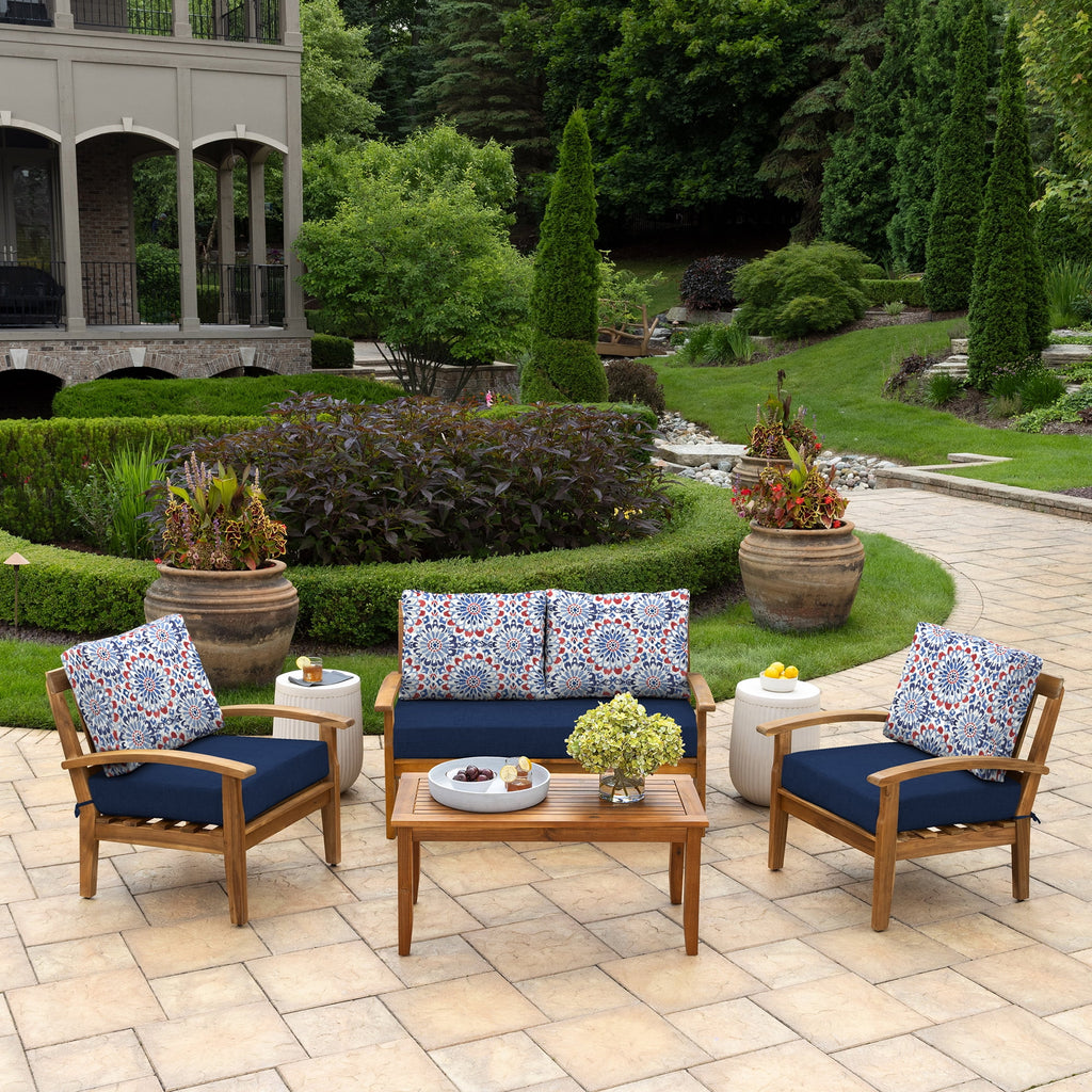 Outdoor Loveseat Cushion Set, 48 x 24, Water Repellent, Clark Blue M429