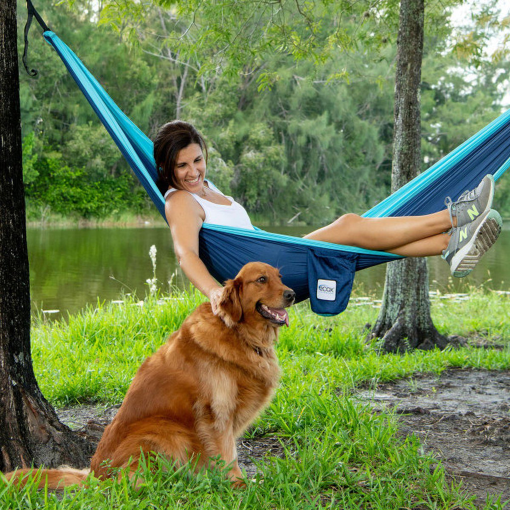 Camping Hammock Single with 2 Tree Straps, Portable Lightweight Nylon Parachute M6008